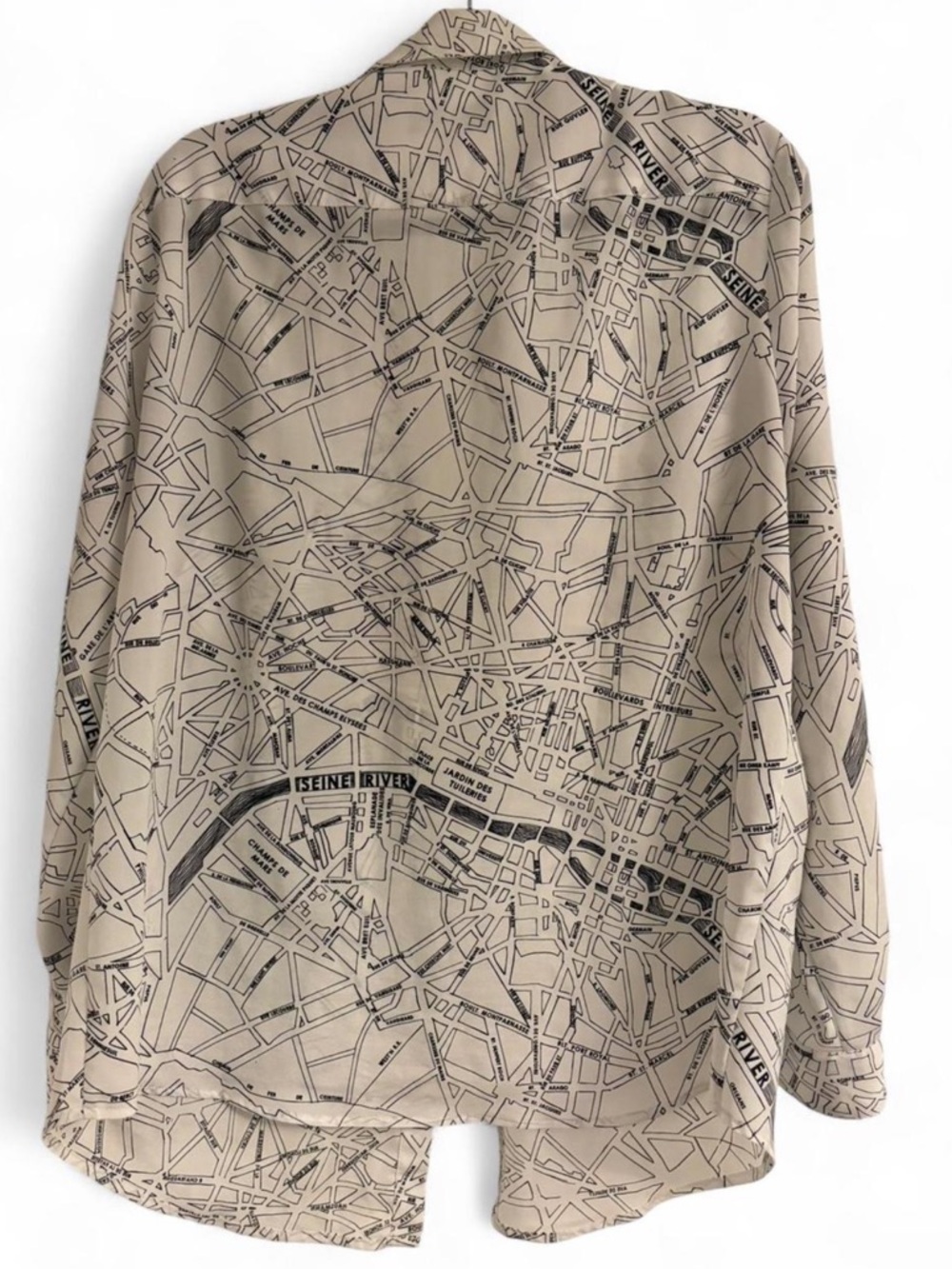 Karl Lagerfeld Beige Jacket with Black Map Print - Picture 2 of 4